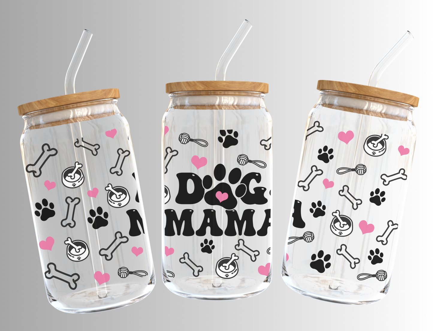 Dog Mama 16oz Libbey Glass Can