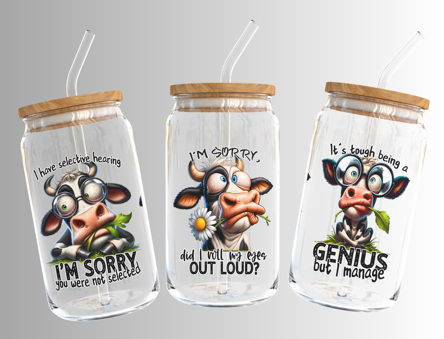 Funny Cow Quotes 16oz Libbey Glass Can
