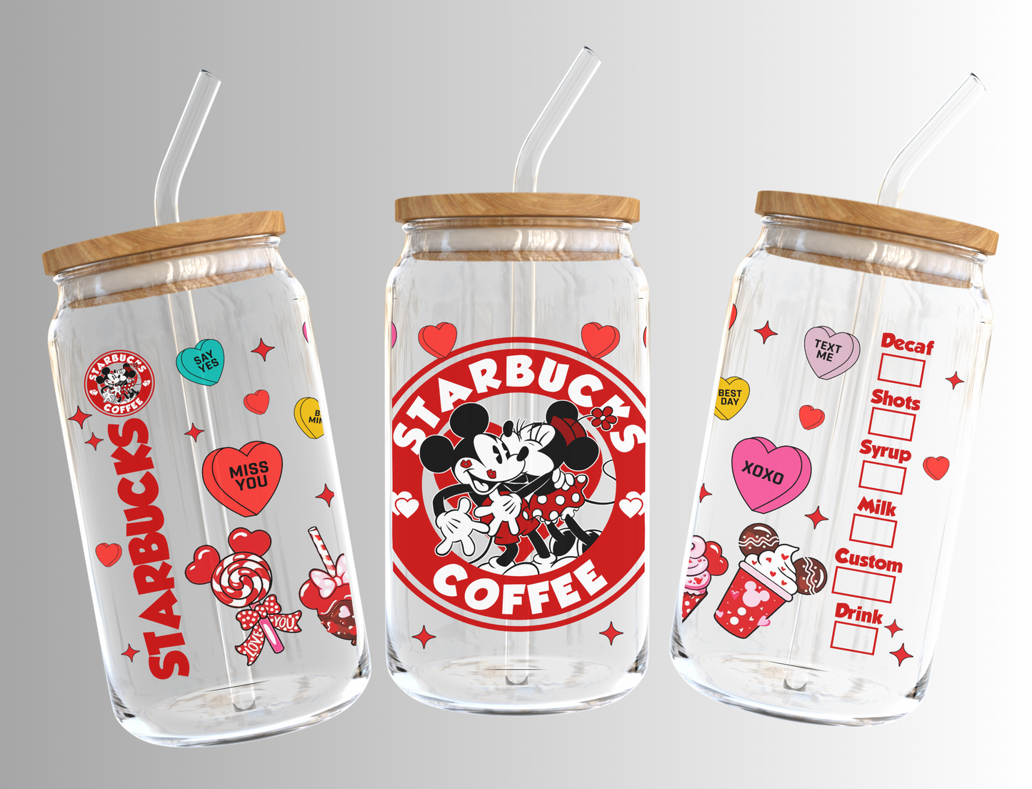 Mickey and Minnie 16oz Libbey Glass Can