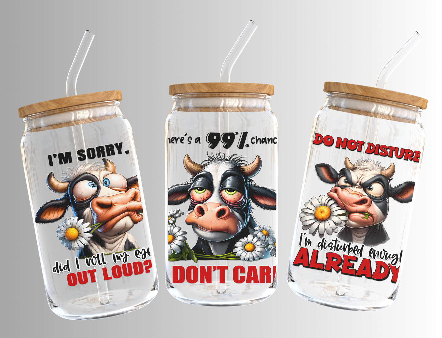 Sarcasm Funny Cow 16oz Libbey Glass Can