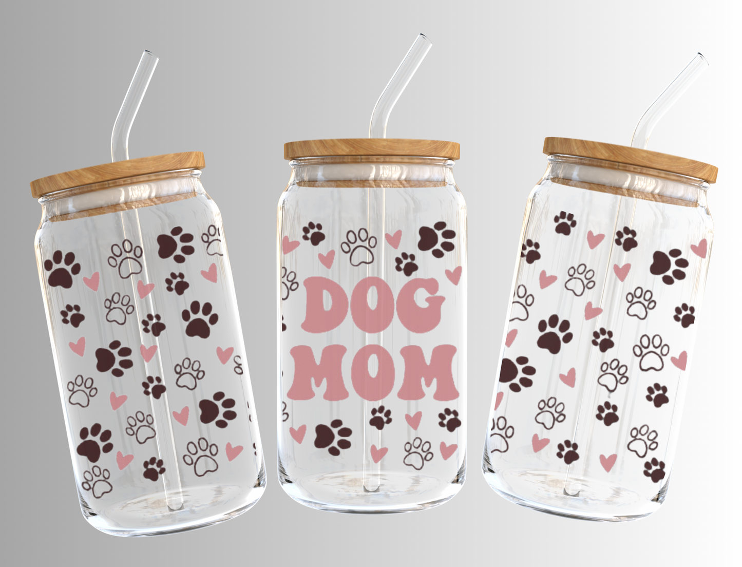 Dog Mom 16oz Libbey Glass Can